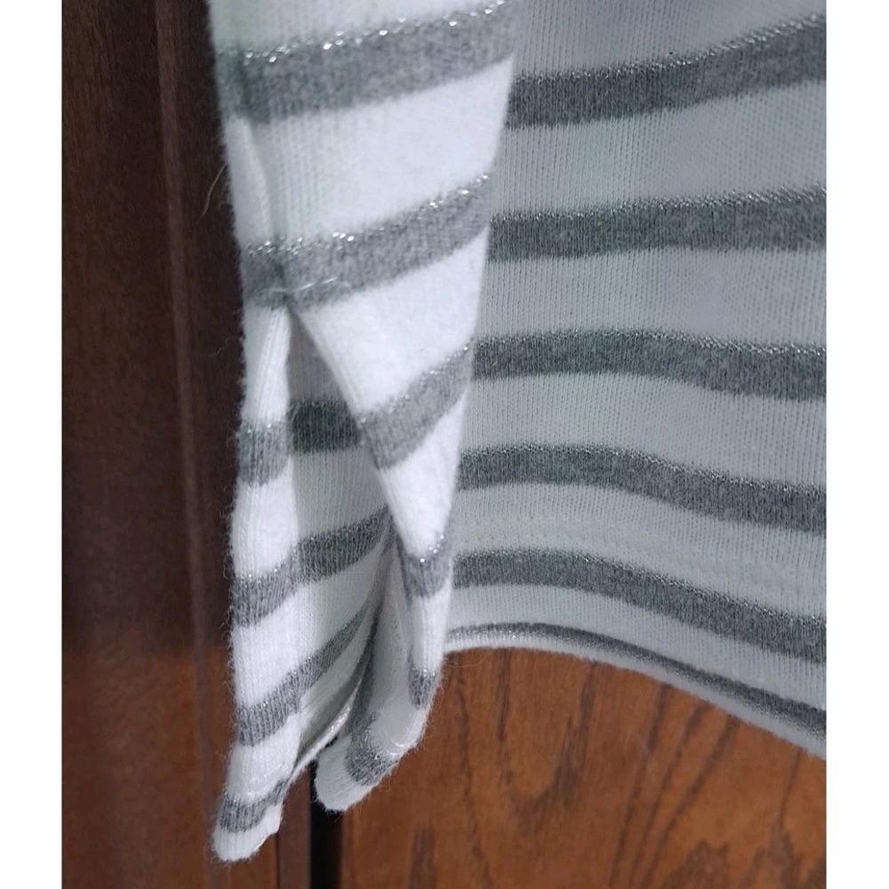 Alfred Dunner Womens White Gray Striped Embellished Neckline 3/4 Sleeve Size 1X - Picture 6 of 9